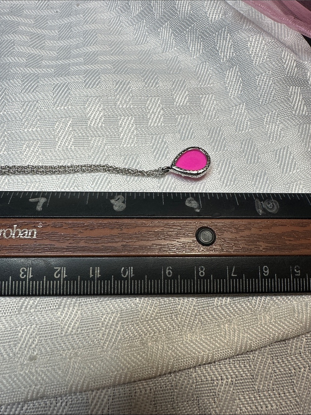Kendra Scott necklace Kira hot pink silver tear drop - Picture 5 of 5